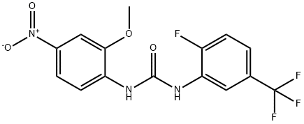 1-[2-fluoro-5-(trifluoromethyl)phenyl]-3-(2-methoxy-4-nitrophenyl)urea Struktur