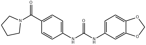 1-(1,3-benzodioxol-5-yl)-3-[4-(pyrrolidine-1-carbonyl)phenyl]urea Struktur