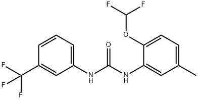 1-[2-(difluoromethoxy)-5-methylphenyl]-3-[3-(trifluoromethyl)phenyl]urea Struktur