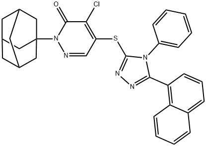 2-(1-adamantyl)-4-chloro-5-[(5-naphthalen-1-yl-4-phenyl-1,2,4-triazol-3-yl)sulfanyl]pyridazin-3-one Struktur