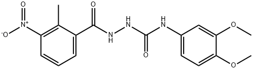 1-(3,4-dimethoxyphenyl)-3-[(2-methyl-3-nitrobenzoyl)amino]urea Struktur