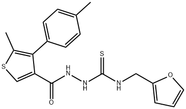 1-(furan-2-ylmethyl)-3-[[5-methyl-4-(4-methylphenyl)thiophene-3-carbonyl]amino]thiourea Struktur