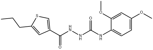 1-(2,4-dimethoxyphenyl)-3-[(5-propylthiophene-3-carbonyl)amino]urea Struktur