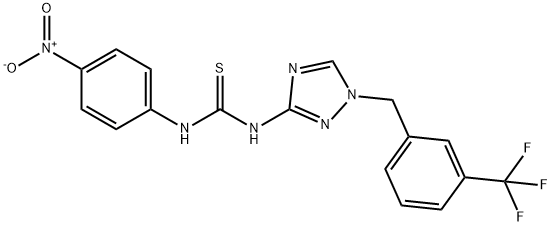 1-(4-nitrophenyl)-3-[1-[[3-(trifluoromethyl)phenyl]methyl]-1,2,4-triazol-3-yl]thiourea Struktur