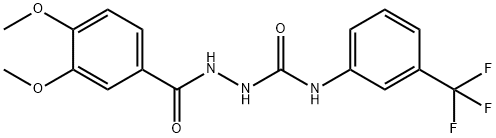 1-[(3,4-dimethoxybenzoyl)amino]-3-[3-(trifluoromethyl)phenyl]urea Struktur