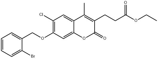 ethyl 3-[7-[(2-bromophenyl)methoxy]-6-chloro-4-methyl-2-oxochromen-3-yl]propanoate Struktur