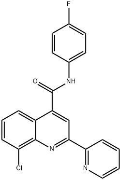 8-chloro-N-(4-fluorophenyl)-2-pyridin-2-ylquinoline-4-carboxamide Struktur