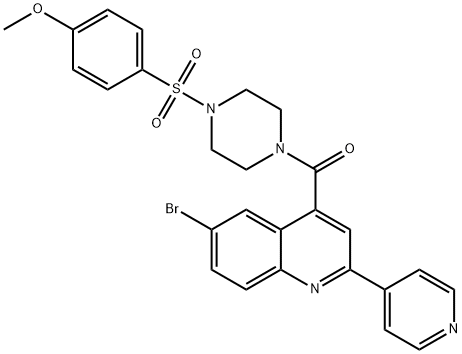 (6-bromo-2-pyridin-4-ylquinolin-4-yl)-[4-(4-methoxyphenyl)sulfonylpiperazin-1-yl]methanone Struktur