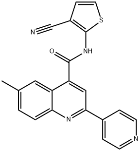 N-(3-cyanothiophen-2-yl)-6-methyl-2-pyridin-4-ylquinoline-4-carboxamide Struktur