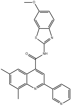 N-(6-methoxy-1,3-benzothiazol-2-yl)-6,8-dimethyl-2-pyridin-3-ylquinoline-4-carboxamide Struktur