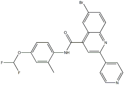 6-bromo-N-[4-(difluoromethoxy)-2-methylphenyl]-2-pyridin-4-ylquinoline-4-carboxamide Struktur