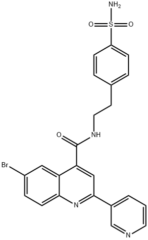 6-bromo-2-pyridin-3-yl-N-[2-(4-sulfamoylphenyl)ethyl]quinoline-4-carboxamide Struktur