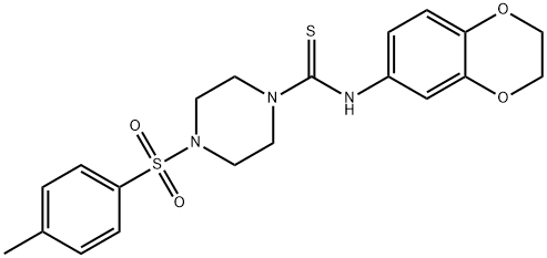 N-(2,3-dihydro-1,4-benzodioxin-6-yl)-4-(4-methylphenyl)sulfonylpiperazine-1-carbothioamide Struktur