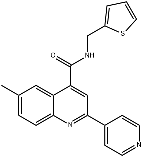 6-methyl-2-pyridin-4-yl-N-(thiophen-2-ylmethyl)quinoline-4-carboxamide Struktur