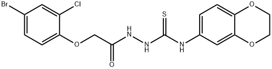 1-[[2-(4-bromo-2-chlorophenoxy)acetyl]amino]-3-(2,3-dihydro-1,4-benzodioxin-6-yl)thiourea Struktur