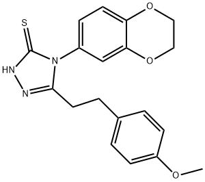 4-(2,3-dihydro-1,4-benzodioxin-6-yl)-3-[2-(4-methoxyphenyl)ethyl]-1H-1,2,4-triazole-5-thione Struktur