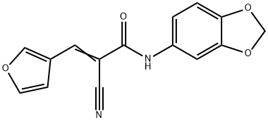 (Z)-N-(1,3-benzodioxol-5-yl)-2-cyano-3-(furan-3-yl)prop-2-enamide Struktur