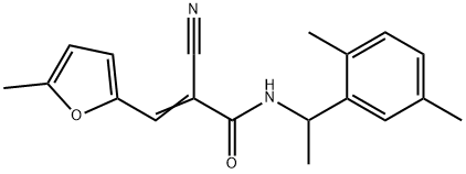 (Z)-2-cyano-N-[1-(2,5-dimethylphenyl)ethyl]-3-(5-methylfuran-2-yl)prop-2-enamide Struktur