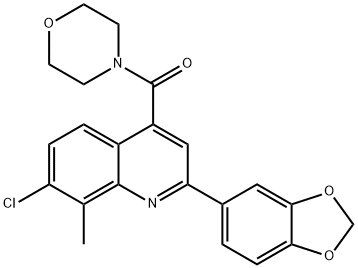 [2-(1,3-benzodioxol-5-yl)-7-chloro-8-methylquinolin-4-yl]-morpholin-4-ylmethanone Struktur