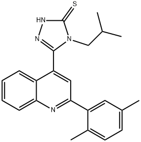 3-[2-(2,5-dimethylphenyl)quinolin-4-yl]-4-(2-methylpropyl)-1H-1,2,4-triazole-5-thione Struktur