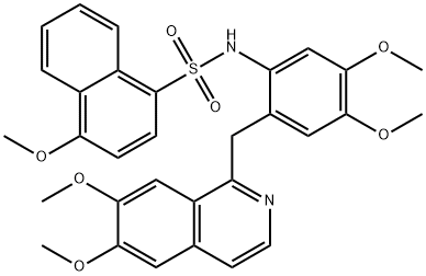 N-[2-[(6,7-dimethoxyisoquinolin-1-yl)methyl]-4,5-dimethoxyphenyl]-4-methoxynaphthalene-1-sulfonamide Struktur