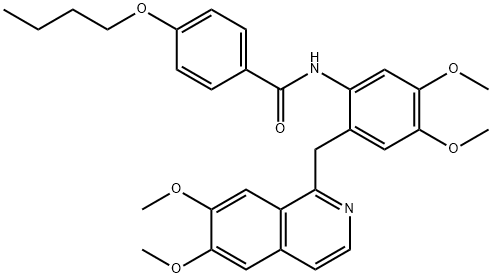 4-butoxy-N-[2-[(6,7-dimethoxyisoquinolin-1-yl)methyl]-4,5-dimethoxyphenyl]benzamide Struktur