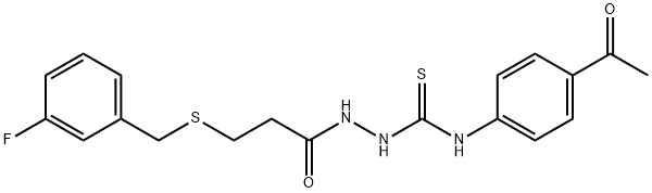 1-(4-acetylphenyl)-3-[3-[(3-fluorophenyl)methylsulfanyl]propanoylamino]thiourea Struktur