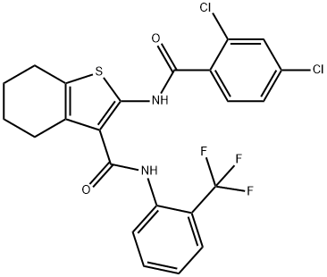 2-[(2,4-dichlorobenzoyl)amino]-N-[2-(trifluoromethyl)phenyl]-4,5,6,7-tetrahydro-1-benzothiophene-3-carboxamide Struktur