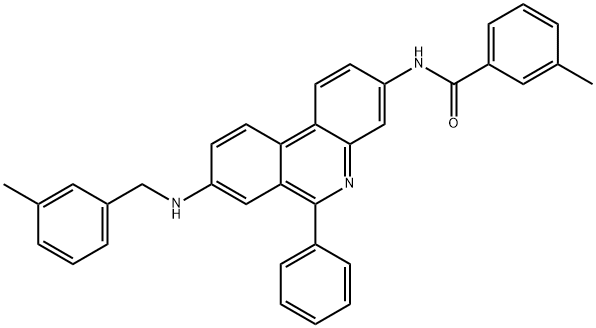 3-methyl-N-[8-[(3-methylphenyl)methylamino]-6-phenylphenanthridin-3-yl]benzamide Struktur