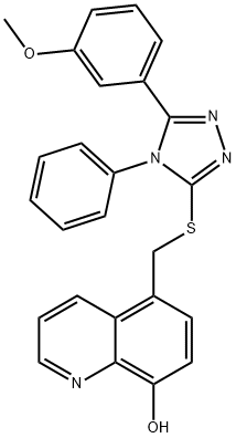 5-[[5-(3-methoxyphenyl)-4-phenyl-1,2,4-triazol-3-yl]sulfanylmethyl]quinolin-8-ol Struktur