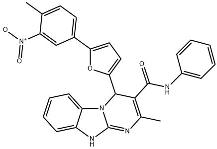 2-methyl-4-[5-(4-methyl-3-nitrophenyl)furan-2-yl]-N-phenyl-1,4-dihydropyrimido[1,2-a]benzimidazole-3-carboxamide Struktur