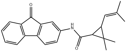 2,2-dimethyl-3-(2-methylprop-1-enyl)-N-(9-oxofluoren-2-yl)cyclopropane-1-carboxamide Struktur