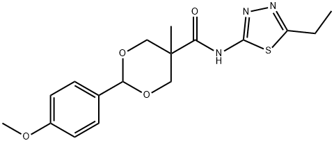 N-(5-ethyl-1,3,4-thiadiazol-2-yl)-2-(4-methoxyphenyl)-5-methyl-1,3-dioxane-5-carboxamide Struktur