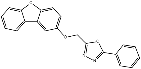 2-(dibenzofuran-2-yloxymethyl)-5-phenyl-1,3,4-oxadiazole Struktur