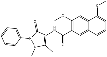 N-(1,5-dimethyl-3-oxo-2-phenylpyrazol-4-yl)-3,5-dimethoxynaphthalene-2-carboxamide Struktur