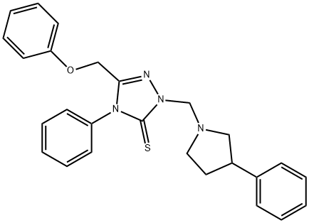 5-(phenoxymethyl)-4-phenyl-2-[(3-phenylpyrrolidin-1-yl)methyl]-1,2,4-triazole-3-thione Struktur