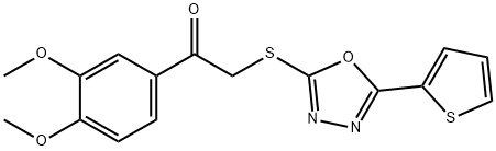 1-(3,4-dimethoxyphenyl)-2-[(5-thiophen-2-yl-1,3,4-oxadiazol-2-yl)sulfanyl]ethanone Struktur