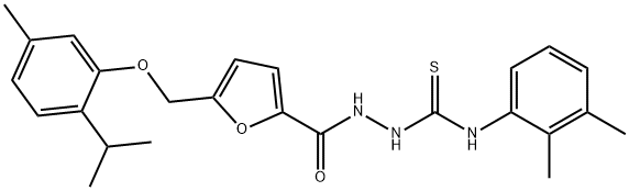 1-(2,3-dimethylphenyl)-3-[[5-[(5-methyl-2-propan-2-ylphenoxy)methyl]furan-2-carbonyl]amino]thiourea Struktur