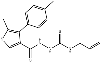 1-[[5-methyl-4-(4-methylphenyl)thiophene-3-carbonyl]amino]-3-prop-2-enylthiourea Struktur