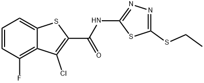 3-chloro-N-(5-ethylsulfanyl-1,3,4-thiadiazol-2-yl)-4-fluoro-1-benzothiophene-2-carboxamide Struktur