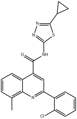 2-(2-chlorophenyl)-N-(5-cyclopropyl-1,3,4-thiadiazol-2-yl)-8-methylquinoline-4-carboxamide Struktur