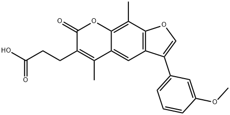 3-[3-(3-methoxyphenyl)-5,9-dimethyl-7-oxofuro[3,2-g]chromen-6-yl]propanoic acid Struktur