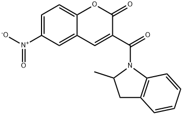 3-(2-methyl-2,3-dihydroindole-1-carbonyl)-6-nitrochromen-2-one Struktur