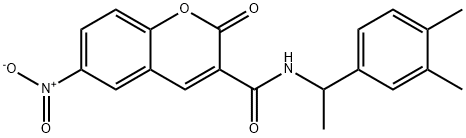 N-[1-(3,4-dimethylphenyl)ethyl]-6-nitro-2-oxochromene-3-carboxamide Struktur