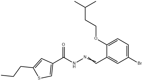 N-[(E)-[5-bromo-2-(3-methylbutoxy)phenyl]methylideneamino]-5-propylthiophene-3-carboxamide Struktur