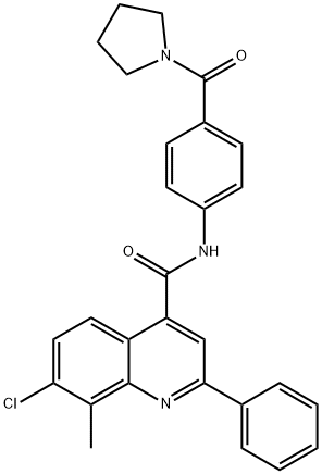 7-chloro-8-methyl-2-phenyl-N-[4-(pyrrolidine-1-carbonyl)phenyl]quinoline-4-carboxamide Struktur