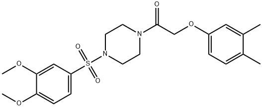 1-[4-(3,4-dimethoxyphenyl)sulfonylpiperazin-1-yl]-2-(3,4-dimethylphenoxy)ethanone Struktur