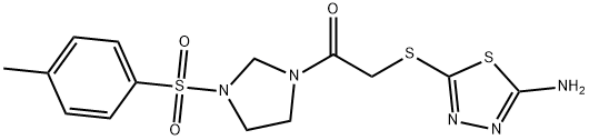 2-[(5-amino-1,3,4-thiadiazol-2-yl)sulfanyl]-1-[3-(4-methylphenyl)sulfonylimidazolidin-1-yl]ethanone Struktur