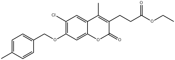 ethyl 3-[6-chloro-4-methyl-7-[(4-methylphenyl)methoxy]-2-oxochromen-3-yl]propanoate Struktur