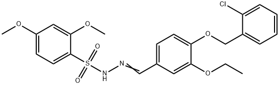 N-[(Z)-[4-[(2-chlorophenyl)methoxy]-3-ethoxyphenyl]methylideneamino]-2,4-dimethoxybenzenesulfonamide Struktur